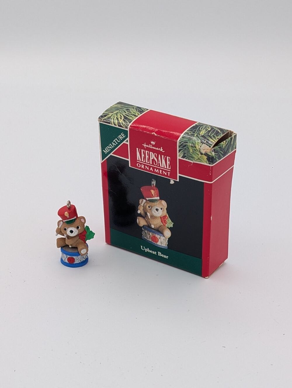 Hallmark Miniature Ornament 1991 Upbeat Bear Drummer VTG MIB